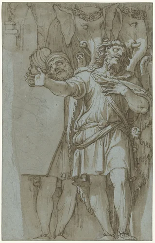 Caius Fabricius Luscinus in het kamp van Pyrrhus by Raffaellino da Reggio, drawing, 1560-1578