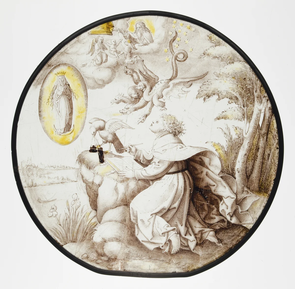 Roundel with Saint John on Patmos with Apocalyptic Vision by Dirck Vellert, other, 1520-1530