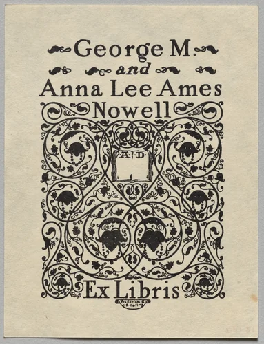 Bookplate: George M. and Anna Lee Ames Nowell, Ex Libris inscribed by Frederick Garrison Hall, print