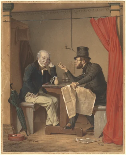 Politics in an Oyster House by Michele Fanoli, print, 1851