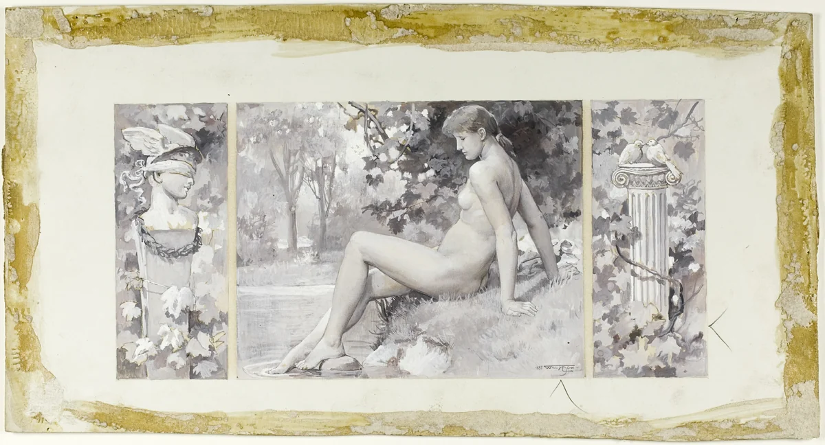 She Bathes Unseen by Will Hicock Low, drawing, 1885