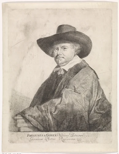 Portret van Jan van Goyen by Carel de Moor, print, 1665-1738