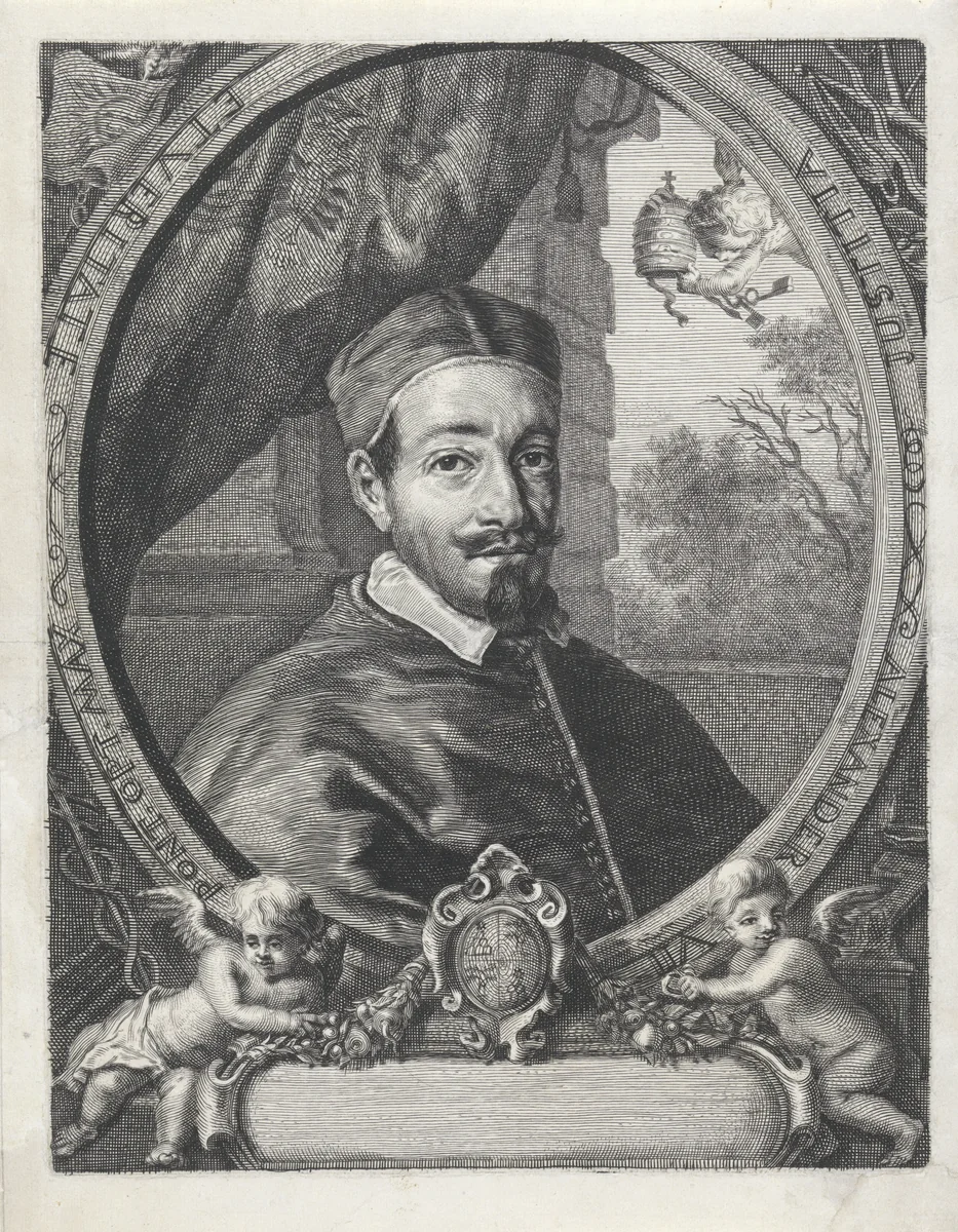 Portret van paus Alexander VII by anonymous, print, 1638-1708