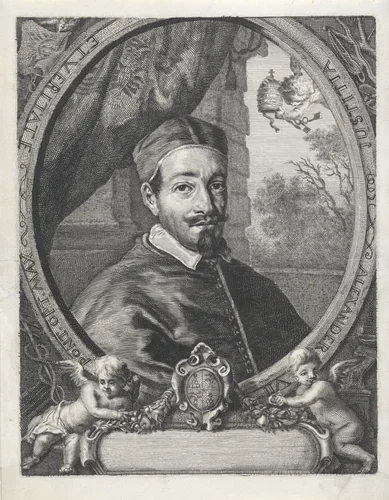Portret van paus Alexander VII by anonymous, print, 1638-1708