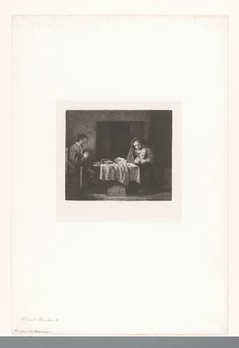 Gebed voor de maaltijd by Nikolay Semyonovich Mosolov, print, 1857-1914