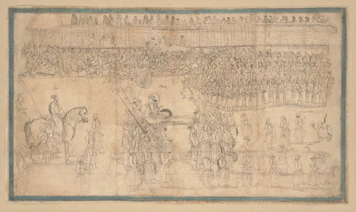 Prince A'zam Shah Enters Ahmedabad by Chitarman II, manuscript, 1676-1726