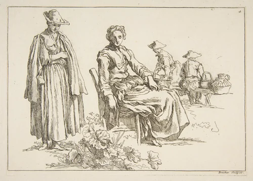 Sheet of Sketches, from "Livre d’étude d’après les desseins originaux de Blomart" by François Boucher, print, 1735