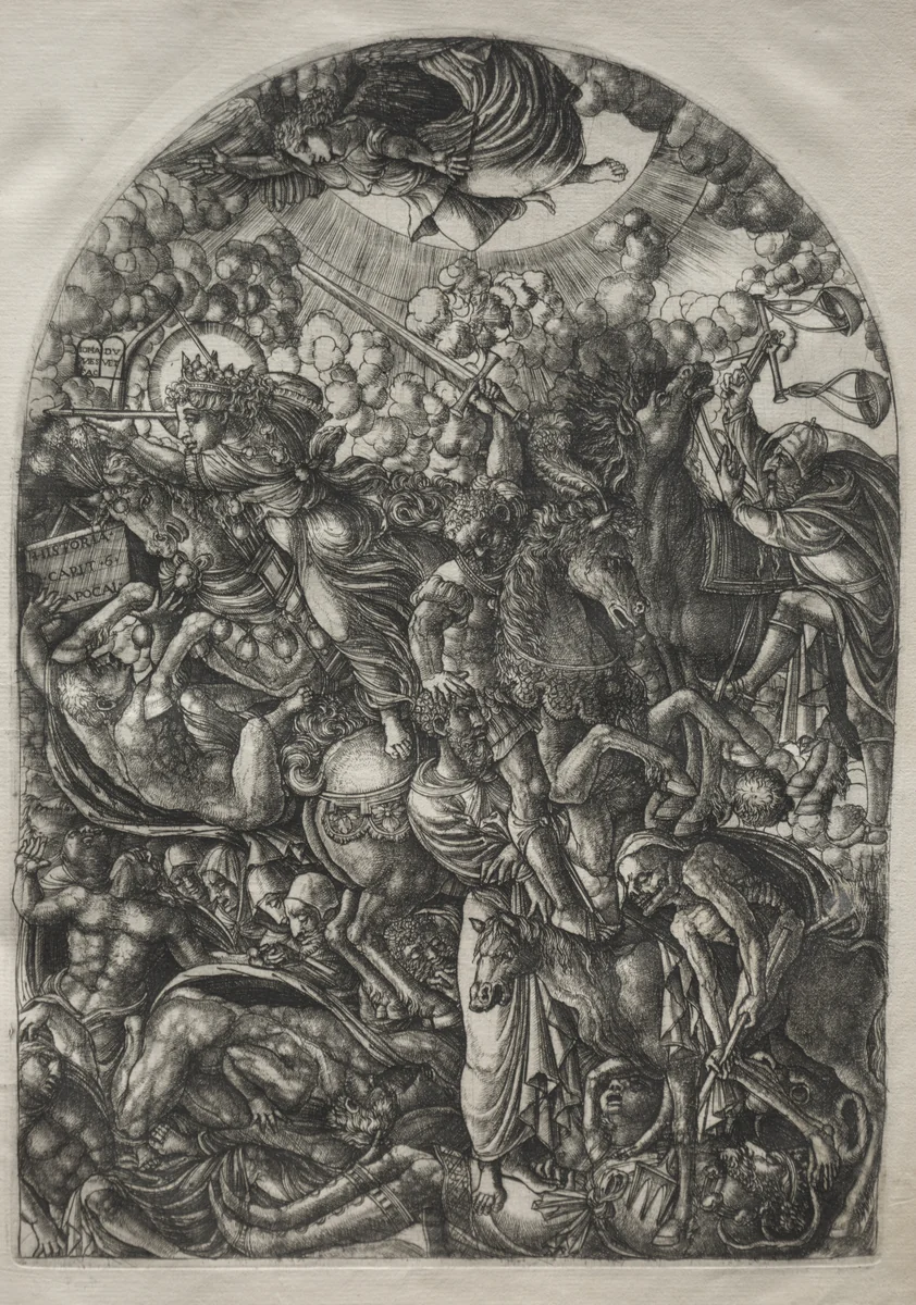 The Apocalypse: St. John Sees the Four Riders by Jean Duvet, print, 1546-1556