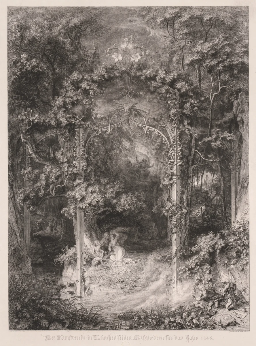 The Forest Maiden by Wendelin Wick, print, 1845