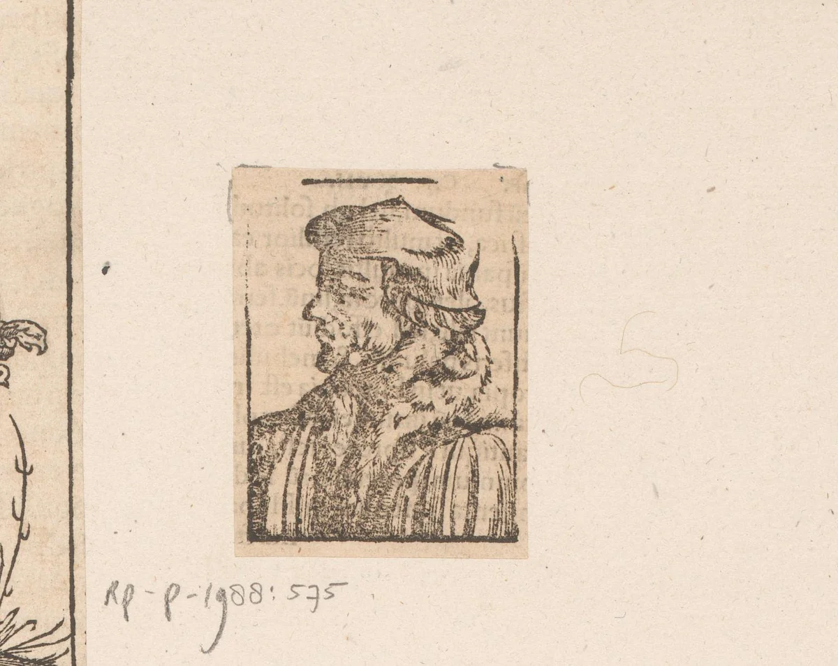 Buste van een man by anonymous, print, 1500-1599