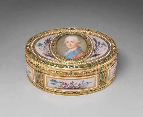 Snuffbox with portrait of a man, probably Prinz Karl von Sachsen (1733–1796) by Jean-Joseph Barrière, metalwork, 1778-1779