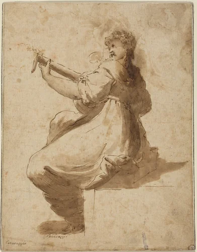 The Lute Player by Orazio Gentileschi, drawing, 1700-1799