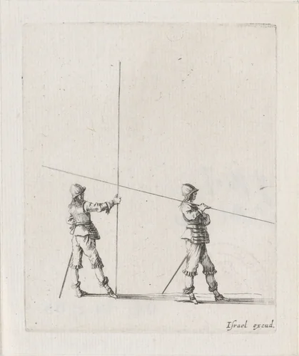 Twee soldaten met speren by Stefano della Bella, print, 1620-1664