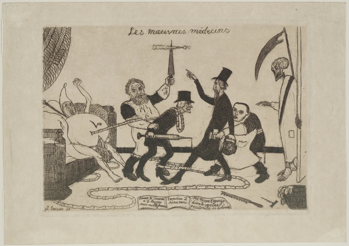 The Bad Doctors by James Ensor, print, 1895