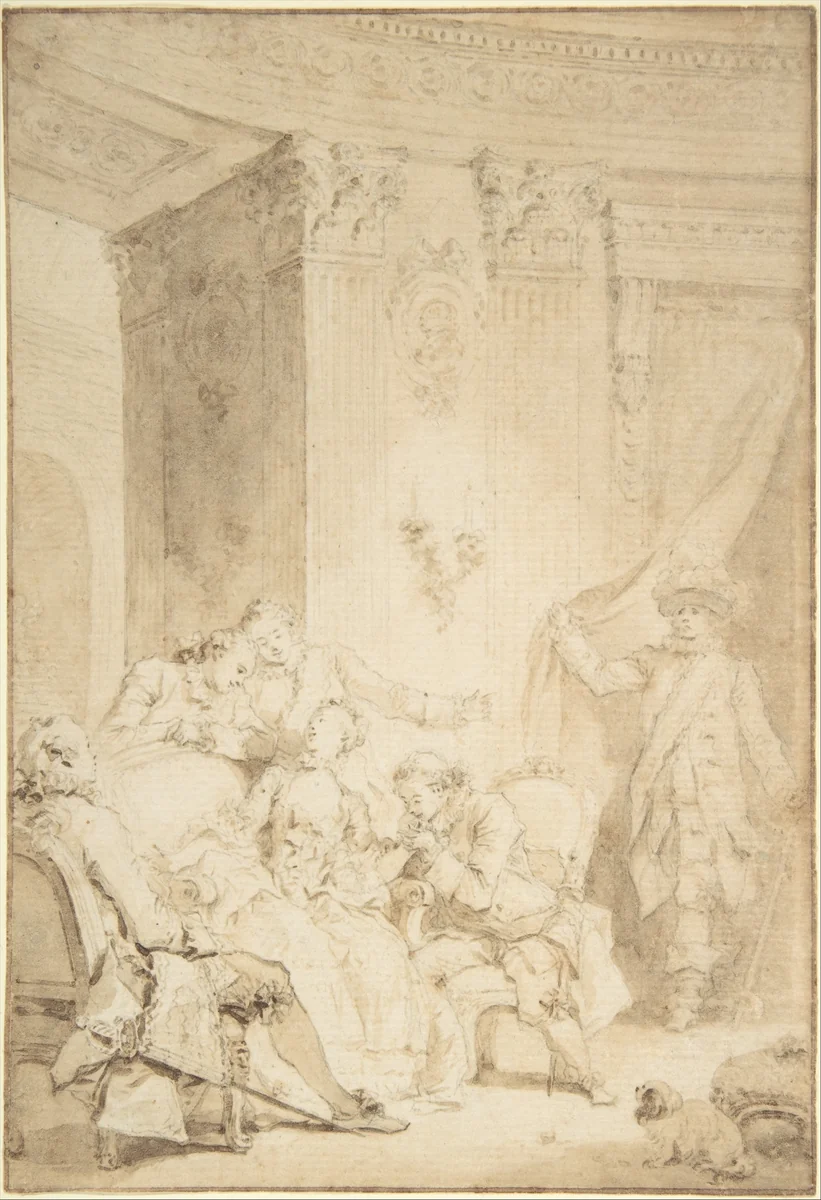The Husband-Confessor by Jean Honoré Fragonard, drawing, 1765-1775