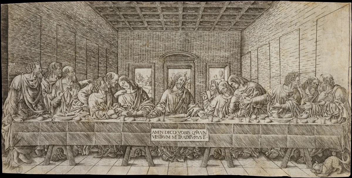 The Last Supper, with a Spaniel by Giovanni Pietro da Birago, print, 1495-1505