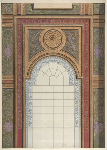 Gallery Ceiling Design, Hôtel Cottier by Jules-Edmond-Charles Lachaise, drawing, 1867
