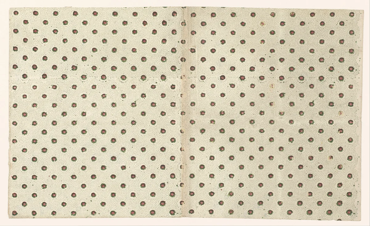 Blad met strooipatroon van bloemmotief in puntenfond by anonymous, other, 1750-1950