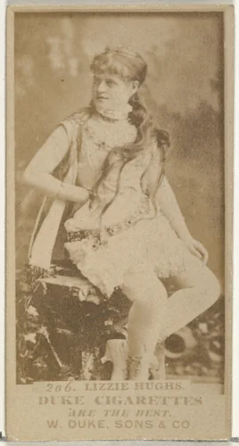 Card Number 206, Lizzie Hughs, from the Actors and Actresses series (N145-7) issued by Duke Sons & Co. to promote Duke Cigarettes by W. Duke, Sons & Co., photograph, 1880-1889