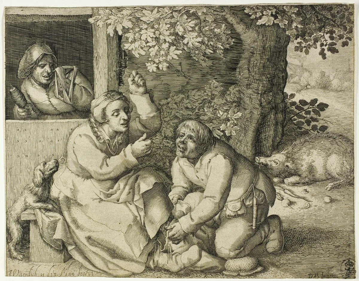 Allegory of Marital Strife by Pieter Serwouters, print, 1607