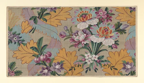 Mise-en-carte (Point-paper) by France, Lyon, textile, 1760-1790