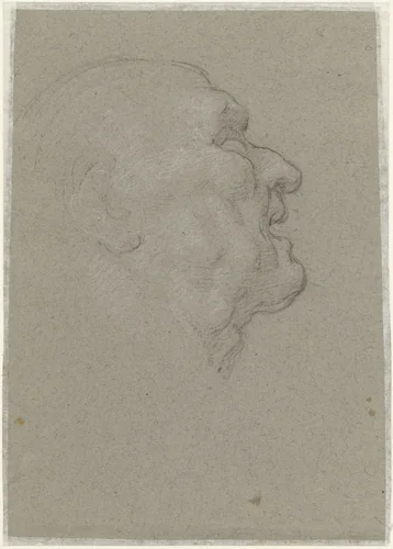 Profiel van het hoofd van een oude man by anonymous, drawing, 1610-1630