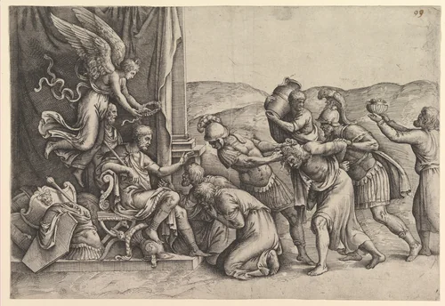 Scipio Granting Clemency to the Prisoners by Battista Franco, print, 1510-1561