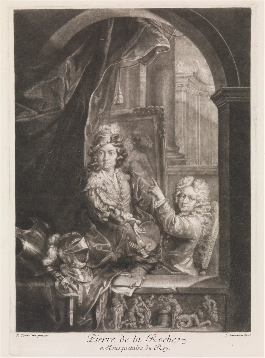 Portrait of Pierre de la Roche by Isaac Sarrabat, print, 1703