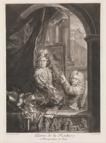 Portrait of Pierre de la Roche by Isaac Sarrabat, print, 1703