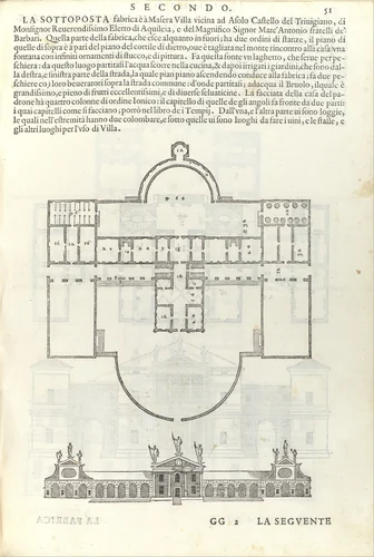 Villa Barbaro, from I quattro libri dell'architettura di Andrea Palladio (Book 2, page 51) by Andrea Palladio, book, 1570