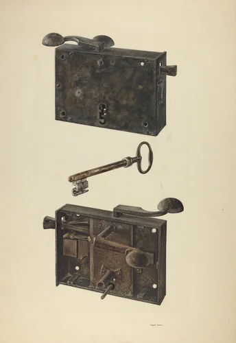 Zoar Lock w/ Key by Angelo Bulone, index of american design, 1938