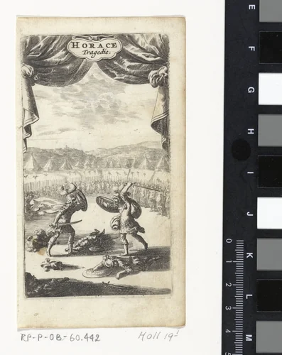 Strijd van de Horatii en Curatii by Abraham Dircksz. Santvoort, print, 1663