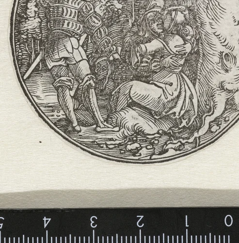 Een kussend paar bij een boom by Unknown, print, 1505-1515