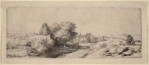 Landscape with a Milkman by Rembrandt van Rijn, print, 1650