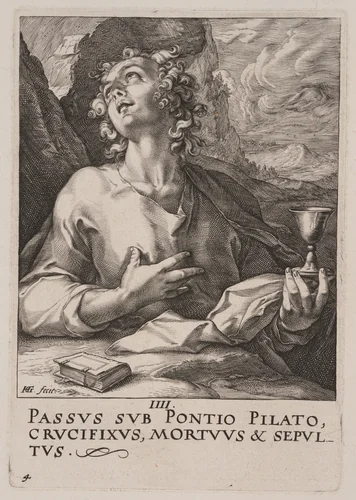 St John, from Christ, the Apostles and St Paul with the Creed by Hendrick Goltzius, print, 1589