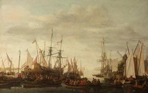 The Keelhauling of the Ship’s Surgeon of Admiral Jan van Nes by Lieve Pietersz. Verschuier, painting, 1660-1686
