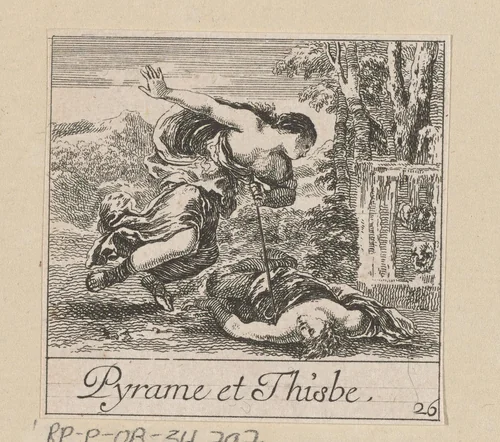 Pyramus en Thisbe by anonymous, print, 1620-1664