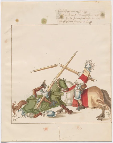 Mock Joust of War with Fixed Shields by German 16th Century, drawing, 1515