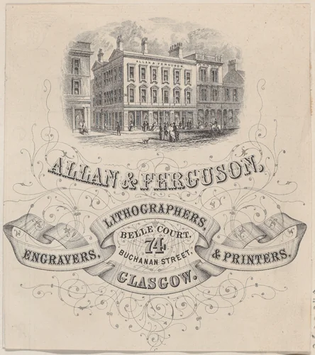 Trade Card for Allan & Ferguson, Engravers, Lithographers & Printers by anonymous, print, 1800-1900
