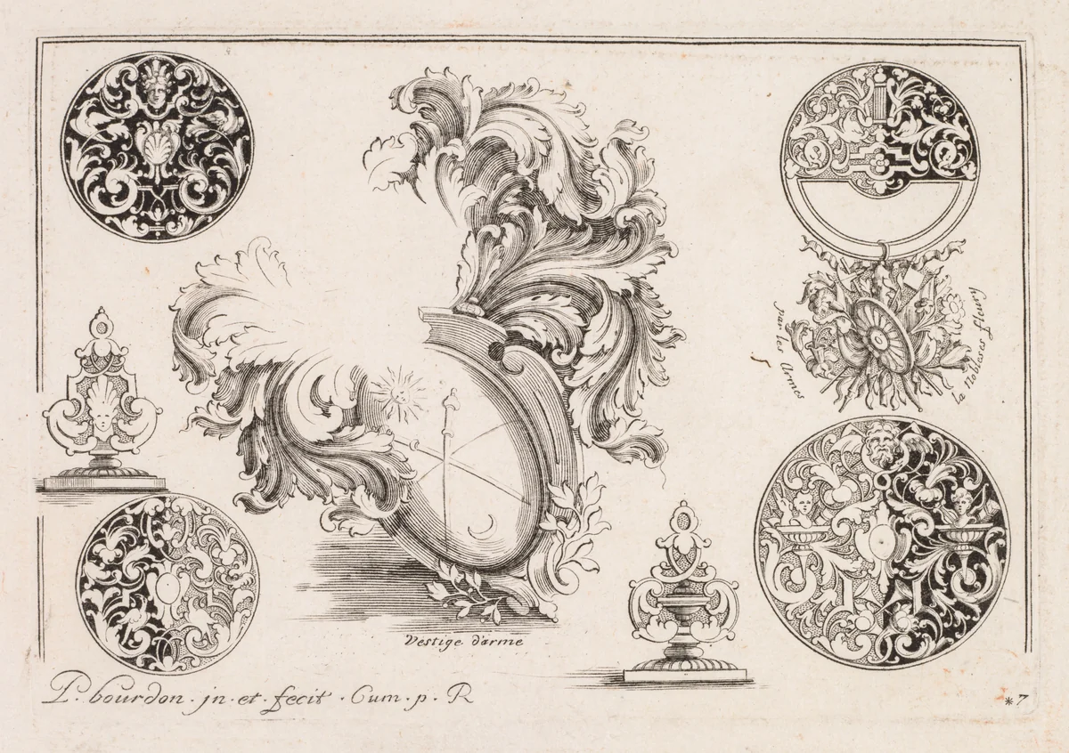 # 7from " Livre second essais de gravjre " Second book of Engraved Designs by Pierre Bourdon, print, 1703-1713