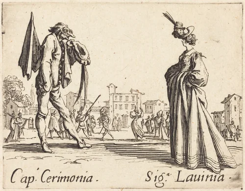 Cap. Cerimonia and Siga. Lavinia by Jacques Callot, print, 1622