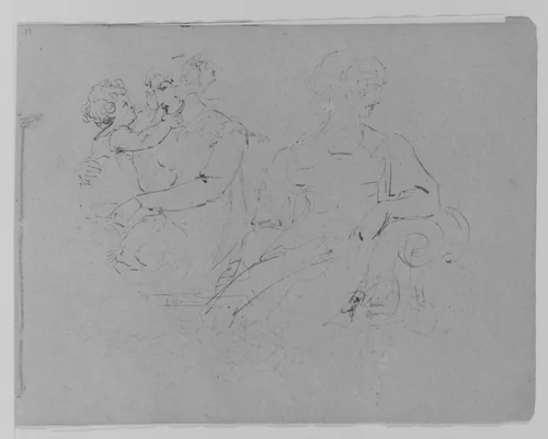 Mother and Child; Female Figure (from Sketchbook) by Thomas Sully, artwork, 1810-1820