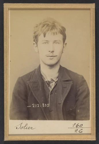 Solier. Auguste. 18 ans, né le 3/3/75 à Cemery-la-Ville. Dessinateur. Anarchiste. 12/1/94. by Alphonse Bertillon, photograph, 1894