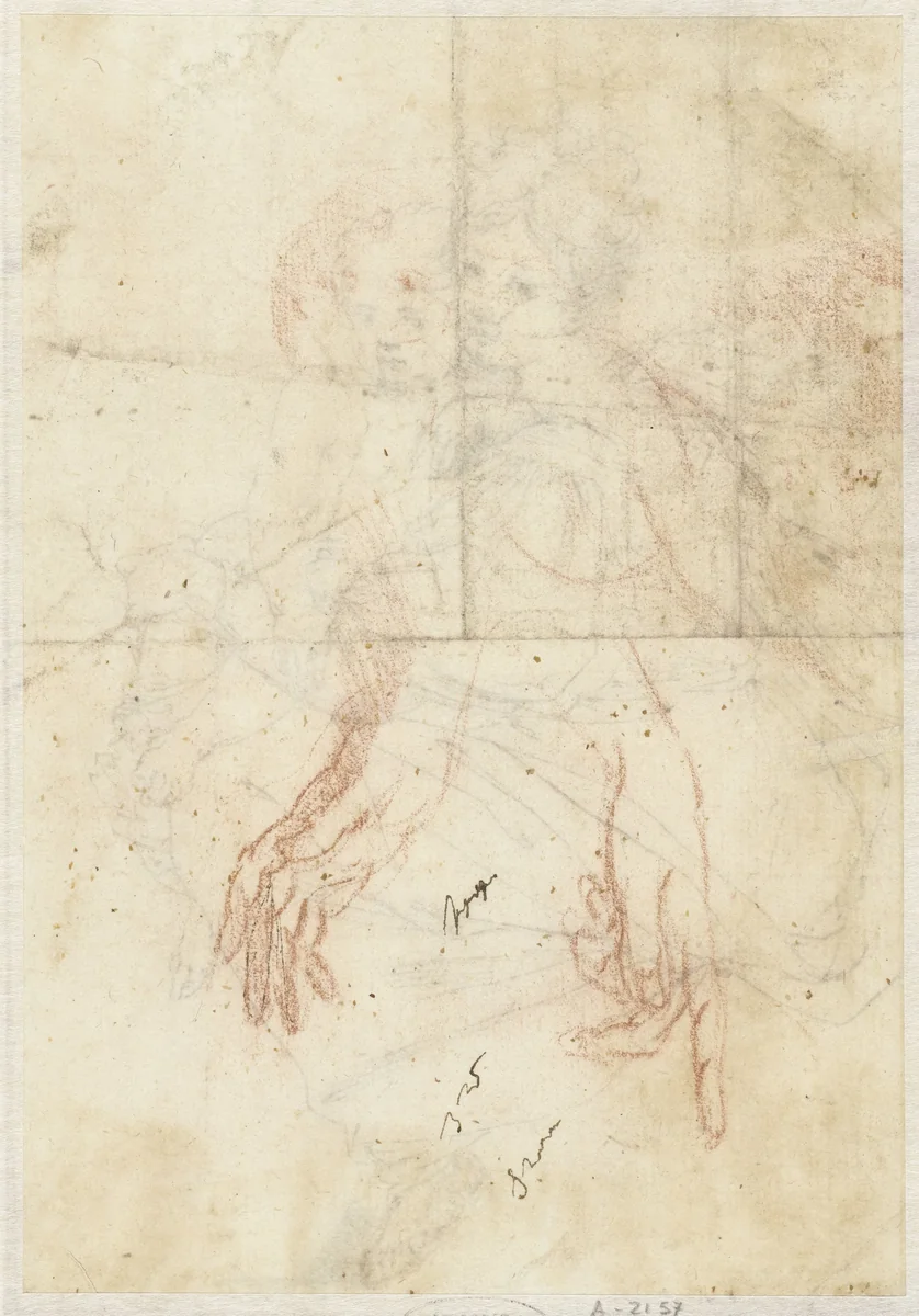 Twee handen by Cristofano Gherardi, drawing, 1518-1556