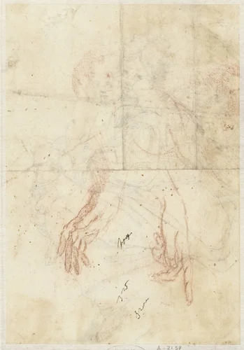 Twee handen by Cristofano Gherardi, drawing, 1518-1556