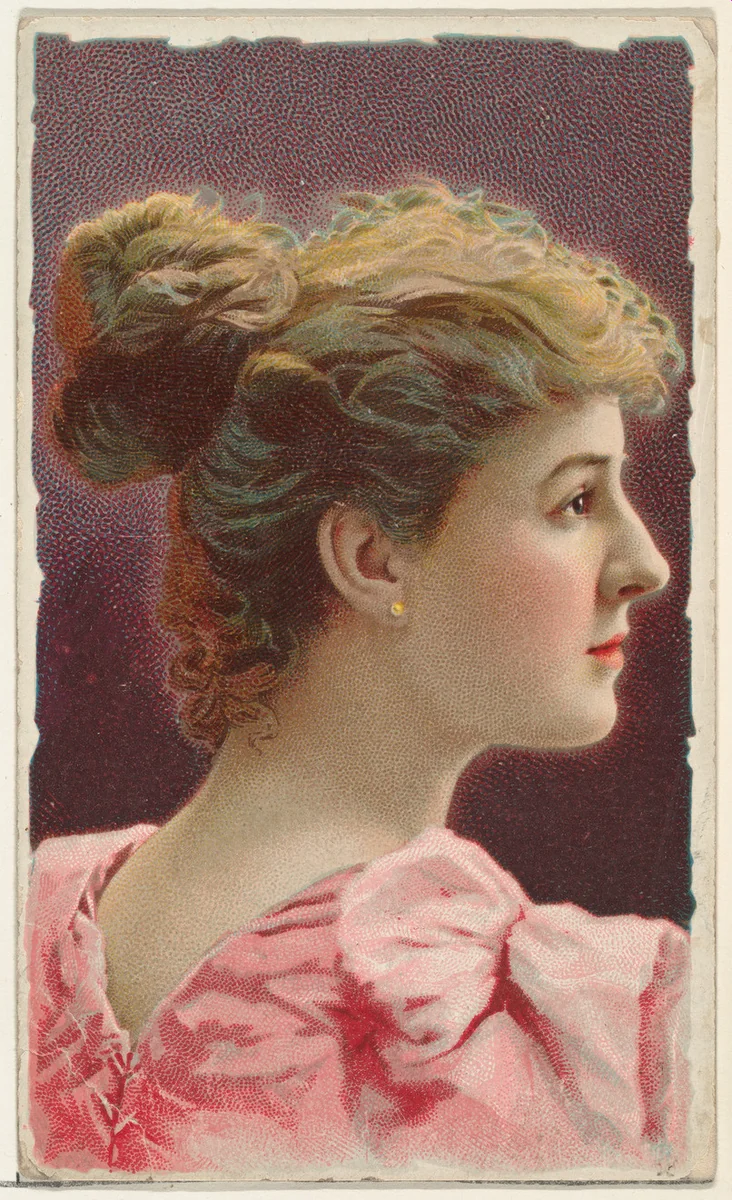 Profile of actress wearing pink bodice, from Stars of the Stage, First Series (N129) issued by W. Duke, Sons & Co. to promote Honest Long Cut Tobacco by W. Duke, Sons & Co., print, 1890