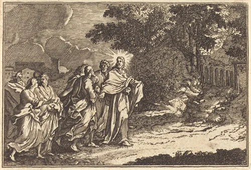 Christ Arrives on the Mount of Olives by Sébastien Le Clerc I, print, 1600-1699