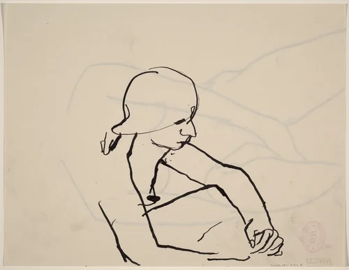 Untitled [seated female nude facing right] [verso] by Richard Diebenkorn, drawing, 1955-1967