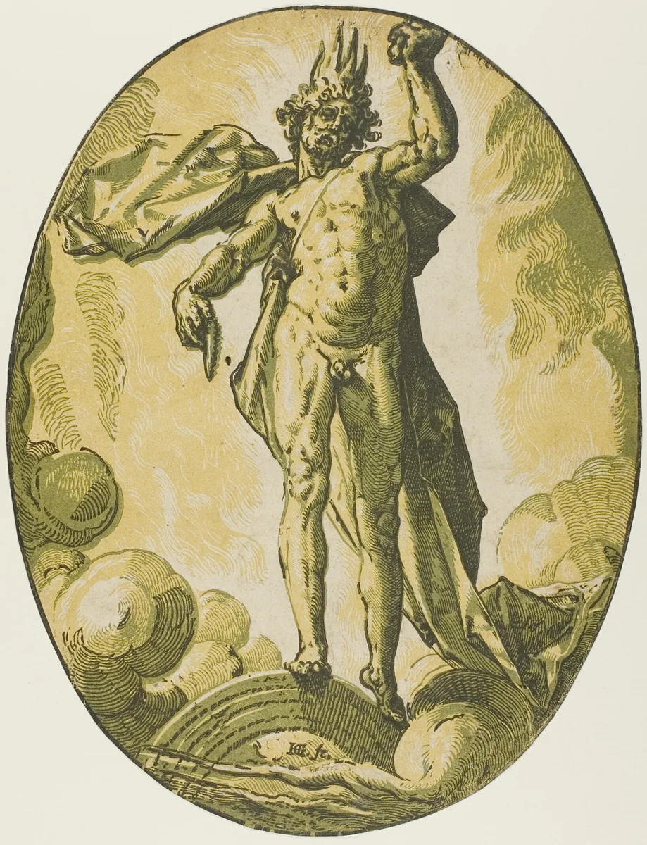 Aether, plate six from Demogorgon and the Deities by Hendrick Goltzius, print, 1587-1591