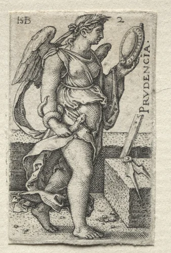 The Knowledge of God and the Seven Cardinal Virtues: Prudence - Prudencia by Hans Sebald Beham, print